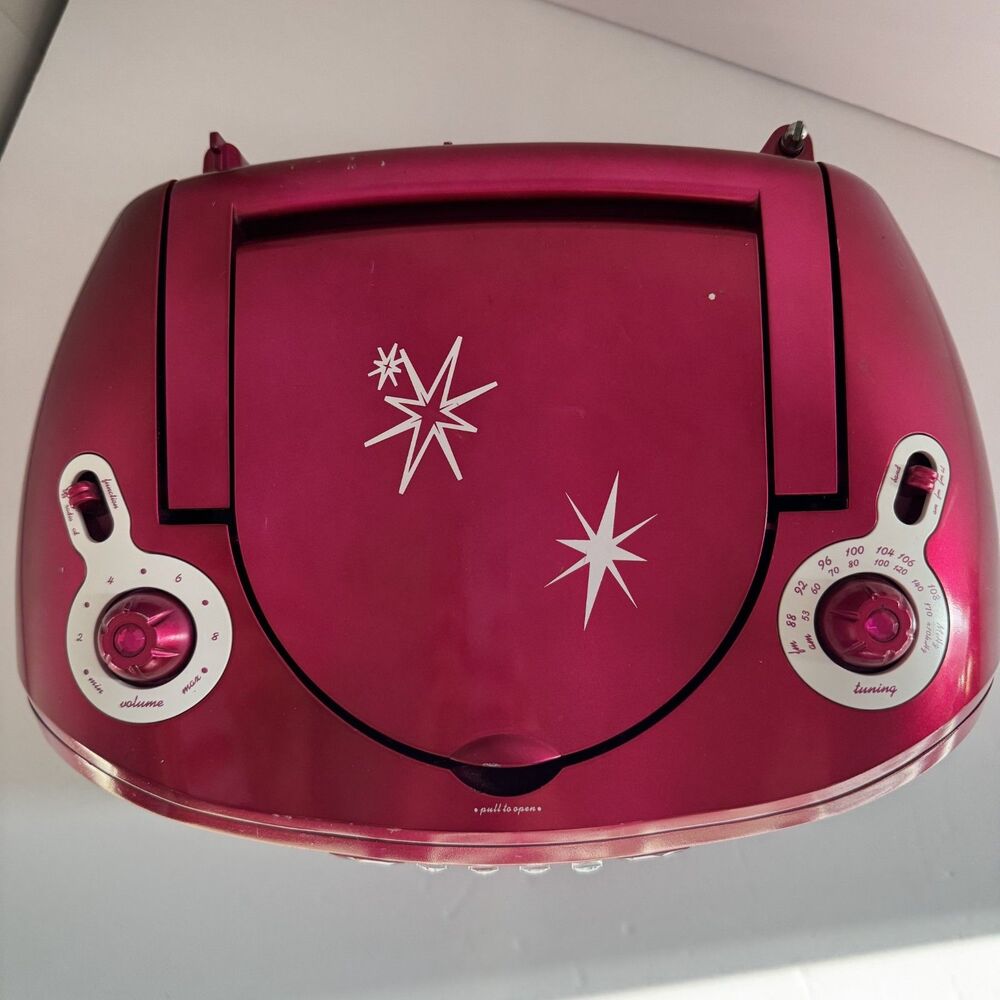 Nextplay Hot Pink Glitz & Glitter AM/FM Cd BOOMBOX NP400GB Works & Sounds Great - Picture 5 of 16